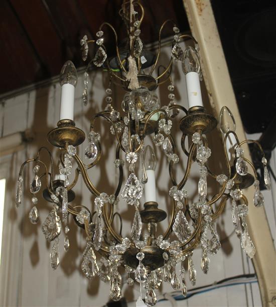 Modern five-branch chandelier with lead crystal drops, Bella Figura, Chelsea Design Centre